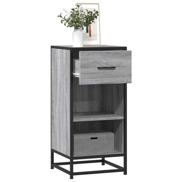 Berkfield Home Sideboard Grey Sonoma 35.5x35x76 cm Engineered Wood & Metal - image 1