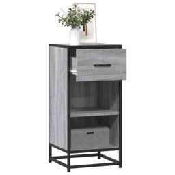 Berkfield Home Sideboard Grey Sonoma 35.5x35x76 cm Engineered Wood & Metal - thumbnail 1