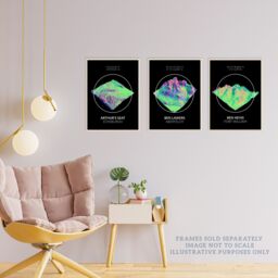 Artery8 Wall Art Print Pack of 3 A4 Neon Scottish Hill & Mountain Topography Maps Ben Lawers Aberfeldy Living Room s Set - thumbnail 3