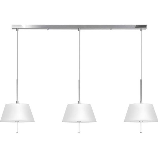 Netlighting Brezil 3 Light Straight Bar Pendant Ceiling Light Satin Nickel in Grey