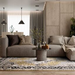 The Rug Shop UK Gold Luxurious Traditional Easy to clean Machine Made Border Area Rug - Size: 200 cm x 290 cm - thumbnail 3