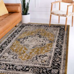 The Rug Shop UK Gold Luxurious Traditional Easy to clean Machine Made Border Area Rug - Size: 200 cm x 290 cm - thumbnail 4