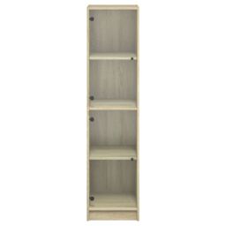 Berkfield Home Highboard with Glass Doors Sonoma Oak 35x37x142 cm in Brown - Size: 35 x 37 x 142 cm - thumbnail 5