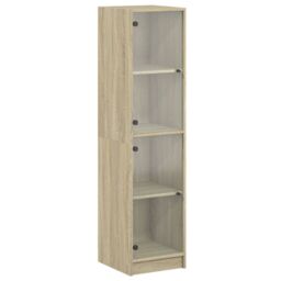 Berkfield Home Highboard with Glass Doors Sonoma Oak 35x37x142 cm in Brown - Size: 35 x 37 x 142 cm - thumbnail 2