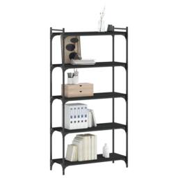 Berkfield Home Decorative Bookcase 5-Tier Black 80x30x154 cm Engineered Wood - Size: 80 x 30 x 154 cm - thumbnail 1