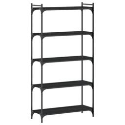 Berkfield Home Decorative Bookcase 5-Tier Black 80x30x154 cm Engineered Wood - Size: 80 x 30 x 154 cm - thumbnail 3