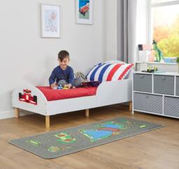 Liberty House Toys Kids White Toddler Bed - Formula 1 - Size: Cot Bed - thumbnail 1