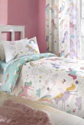 Bedlam 'Rainbow Unicorn' Childrens Duvet Cover Set - Size: Double - thumbnail 1