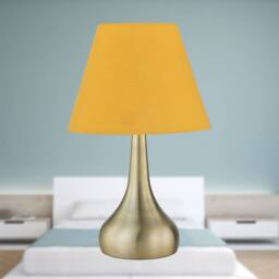 First Choice Lighting Set of 2 Romana - Antique Brass Touch Table Lamps with Ochre Shades in Bronze - thumbnail 4