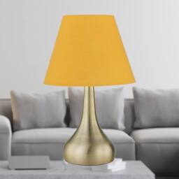 First Choice Lighting Set of 2 Romana - Antique Brass Touch Table Lamps with Ochre Shades in Bronze - thumbnail 3