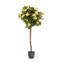 mysmartbuy Artificial Regents Rose Tree in Pot - Home or Garden Faux Potted Plant in Yellow - thumbnail 2