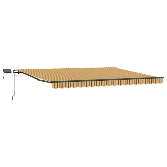 Berkfield Home Manual Retractable Awning with LED Multicolour Stripe 400x300 cm in Yellow - image 1