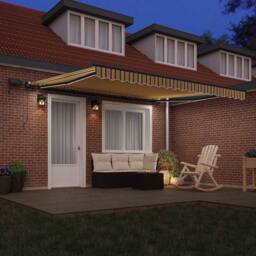 Berkfield Home Manual Retractable Awning with LED Multicolour Stripe 400x300 cm in Yellow - thumbnail 3