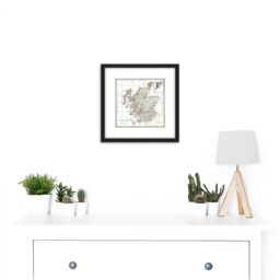 Artery8 Map Antique 1799 Cruttwell Scotland Historic Replica 8X8 Inch Square Wooden Framed Wall Art Print Picture with Mount in Black - thumbnail 2