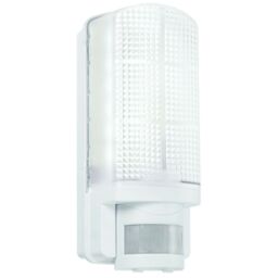 Loops WHITE IP44 Outdoor Wall Bulkhead Light & 10m PIR Motion Sensor 6W Daylight LED