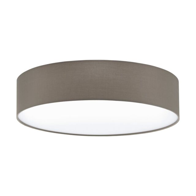 Loops Flush Ceiling Light Colour White Shade Taupe White Fabric Bulb E27 3x60W - image 1