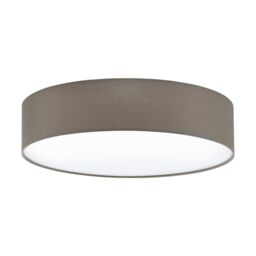 Loops Flush Ceiling Light Colour White Shade Taupe White Fabric Bulb E27 3x60W
