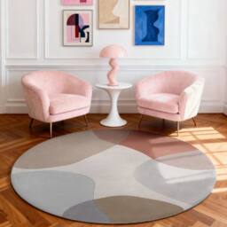 THE RUGS Ted Baker Hackney Wool Rug Clarissa Handwoven Abstract Living Room Rug in Blue - Size: 200 cm diameter - thumbnail 6
