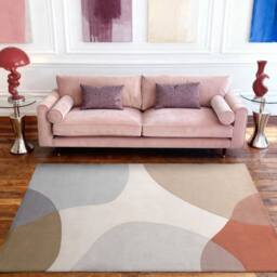 THE RUGS Ted Baker Hackney Wool Rug Clarissa Handwoven Abstract Living Room Rug in Blue - Size: 200 cm diameter - thumbnail 4