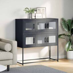 Berkfield Home Sideboard Anthracite 100.5x39x107 cm Cold-rolled Steel in Dark Grey - thumbnail 3