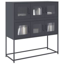 Berkfield Home Sideboard Anthracite 100.5x39x107 cm Cold-rolled Steel in Dark Grey - thumbnail 2