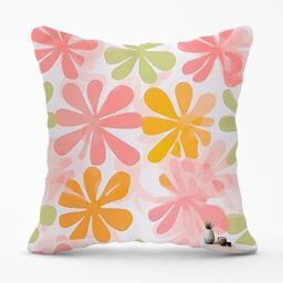 Warren Reed - Designer Yellow & Pink Flowers Outdoor Cushion - Size: 60 cm x 60 cm - thumbnail 1