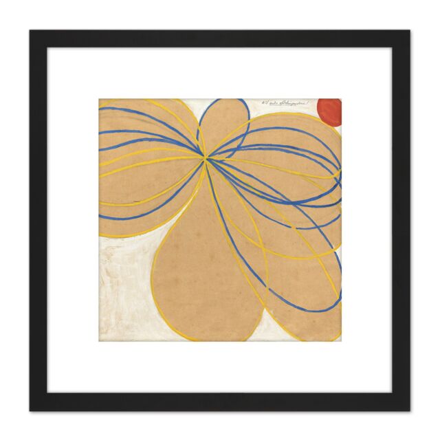 Artery8 Hilma Af Klint Group V Seven Pointed Star No 1 8X8 Inch Square Wooden Framed Wall Art Print Picture with Mount in Black - image 1