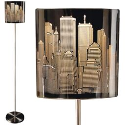 mysmartbuy New York Skyline Design Floor Lamp - Freestanding Chrome & Stainless Steel Light for Home or Office - H136 x 20cm Diameter