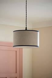 ValueLights Kiara Navy Blue Inner Linen Woven Drum Easy Fit Ceiling Lamp Shade - Size: Large - thumbnail 1