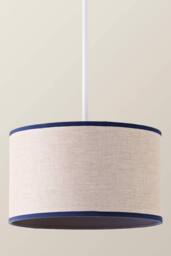ValueLights Kiara Navy Blue Inner Linen Woven Drum Easy Fit Ceiling Lamp Shade - Size: Large - thumbnail 3