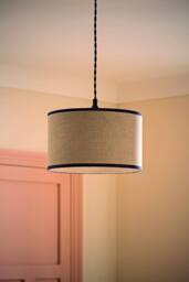 ValueLights Kiara Navy Blue Inner Linen Woven Drum Easy Fit Ceiling Lamp Shade - Size: Large - thumbnail 2