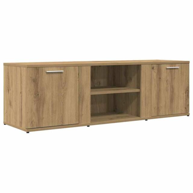 Berkfield Home TV Cabinet Artisan Oak 120x34x37 cm Engineered Wood in Brown - Size: 120 x 34 x 37 cm - image 1