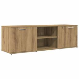 Berkfield Home TV Cabinet Artisan Oak 120x34x37 cm Engineered Wood in Brown - Size: 120 x 34 x 37 cm - thumbnail 1