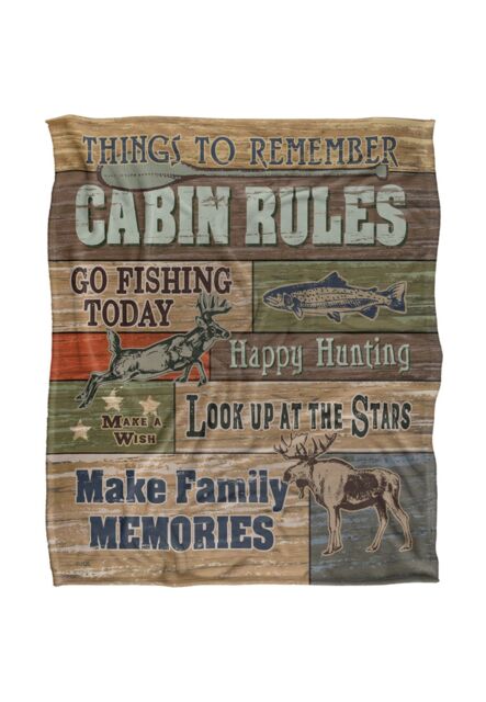 JQ Licensing Jl-Jp Cabin Rules Silky Touch Super Soft Throw Blanket 152 X 127 cm in White - image 1
