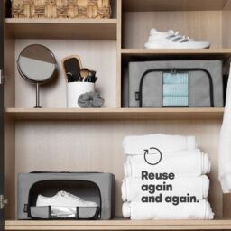 LIVIVO Large Foldable Clothes Storage Boxes - Set of 3 in Grey - thumbnail 8