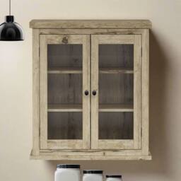 Teamson Home Donovan Removable Two-Door Wall Cabinet with Adjustable Shelves in Brown - thumbnail 3