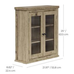Teamson Home Donovan Removable Two-Door Wall Cabinet with Adjustable Shelves in Brown - thumbnail 4