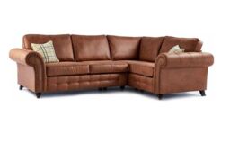 Furniture 786 Oakland Suede Leather 2c1 Corner Sofa in Brown - thumbnail 3