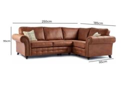 Furniture 786 Oakland Suede Leather 2c1 Corner Sofa in Brown - thumbnail 4