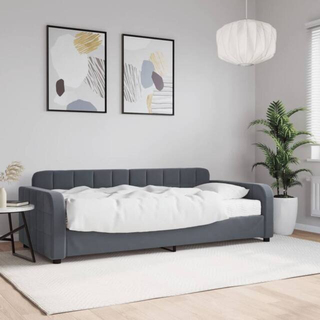 Berkfield Home Daybed with Mattress Dark Grey 90x190 cm Velvet - image 1
