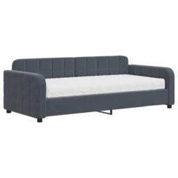 Berkfield Home Daybed with Mattress Dark Grey 90x190 cm Velvet - thumbnail 2