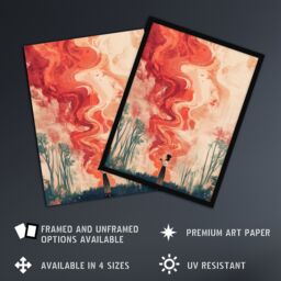 "Artery8 Crimson Offering Smoke Signals Surreal Painting Wall Art Print in Red - Size: W24"" x H32""" - thumbnail 2