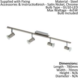 Loops Semi Flush Ceiling Light Colour Satin Nickel Chrome Shade Bulb GU10 4x5W in Metallics - thumbnail 2