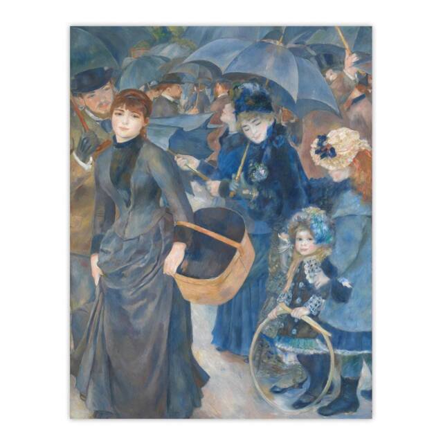 "Artery8 The Umbrellas Oil Painting Renoir Vintage Wall Art Print Poster in Blue - Size: W18"" x H24""" - image 1
