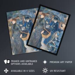 "Artery8 The Umbrellas Oil Painting Renoir Vintage Wall Art Print Poster in Blue - Size: W18"" x H24""" - thumbnail 2