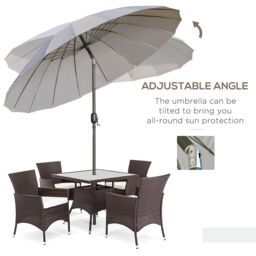 OUTSUNNY 2.5m Round Curved Adjustable Parasol Sun Umbrella Metal Pole in Light Grey - thumbnail 5