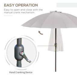 OUTSUNNY 2.5m Round Curved Adjustable Parasol Sun Umbrella Metal Pole in Light Grey - thumbnail 4