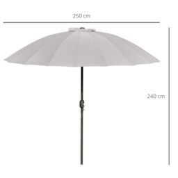 OUTSUNNY 2.5m Round Curved Adjustable Parasol Sun Umbrella Metal Pole in Light Grey - thumbnail 3