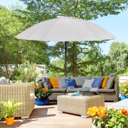 OUTSUNNY 2.5m Round Curved Adjustable Parasol Sun Umbrella Metal Pole in Light Grey