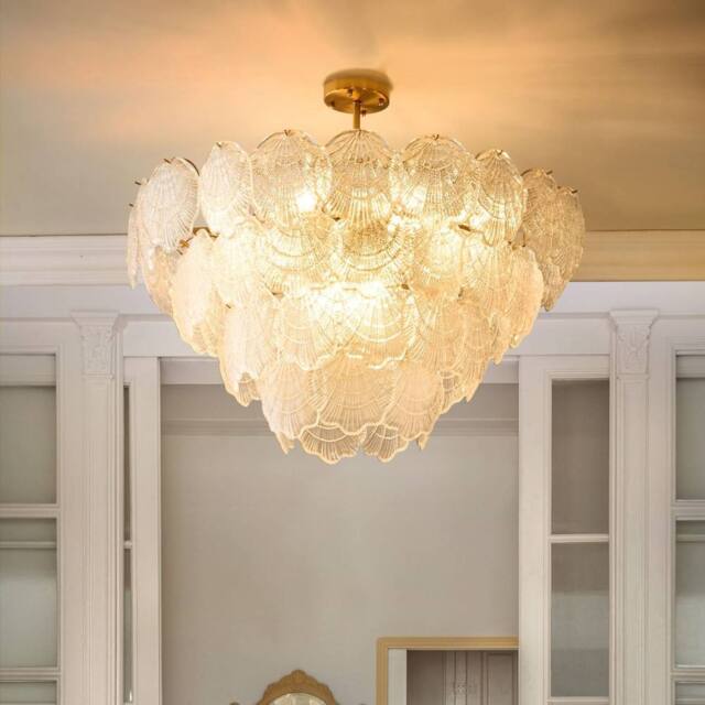 Wyld and Coco 80cm Glass Chandelier Pendant - Brass Glamour in Bronze - image 1